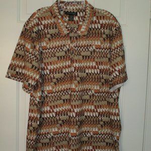 Kenneth Cole New York Mens S/S Geometric Stretch Casual Shirt NWOT- Size Large*